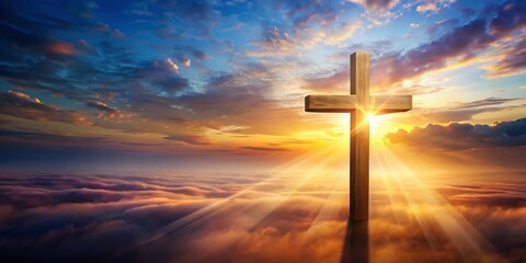 Fototapeta premium Simple Christian cross, minimalist design, faith-inspired image.