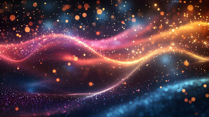Fototapeta premium Abstract Background with Glittering Waves and Bokeh