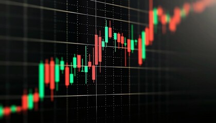 A close-up view of a stock market chart showcasing price fluctuations and trading trends in vibrant colors.