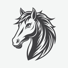 Horse Silhouette Logo Vector Illustration Isolated on White Background in Minimalist Style
