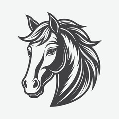 Horse Silhouette Logo Vector Illustration Isolated on White Background in Minimalist Style