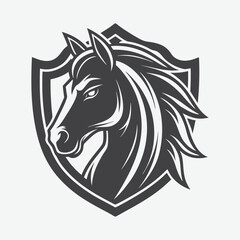 Horse Silhouette Logo Vector Illustration Isolated on White Background in Minimalist Style