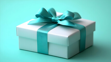 Obraz premium White Gift Box with Blue Ribbon Illustration