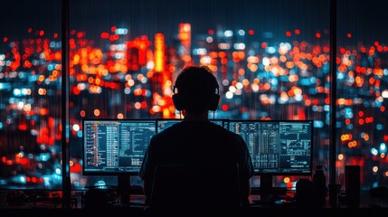 Control Room with Gas Mask and Cool Lighting Effects