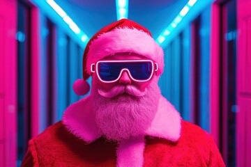 Neon Santa Claus in Sunglasses