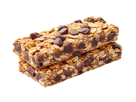 Stack of granola bar isolated on transparent background
