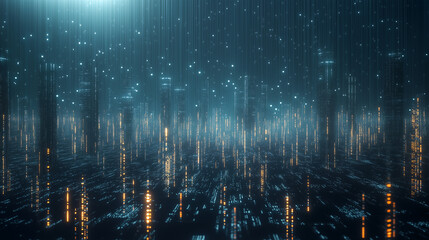 Futuristic Digital Cityscape with 5G Network Nodes and Data Flow