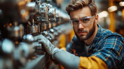 Industrial Worker with Safety Glasses