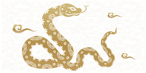 Traditional Chinese Year of the Snake illustration vector 2025