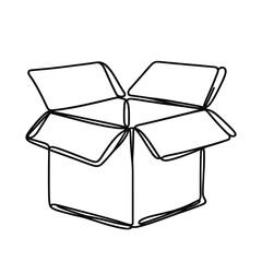 Vector line image on white background, one line. packing box