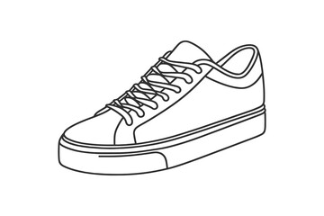 Vector line image on white background, one line. shoes, simple sneakers