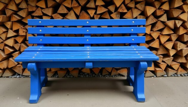  Blue bench warm wood cozy scene