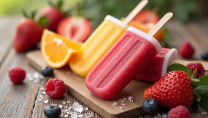  Summers sweet treat  Fruitflavored popsicles and berries