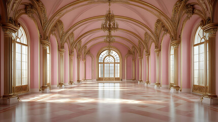 Obraz premium Pink and Gold Ballroom 3D Render