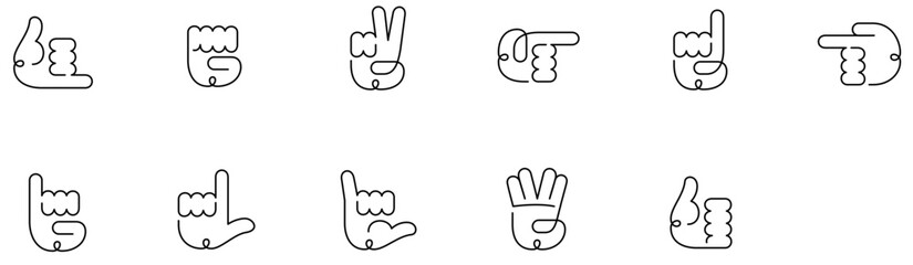 Set of Hands Gestures icons