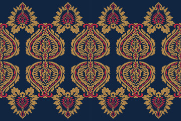 Saree Sarong Motifs Ikat floral paisley embroidery floral.ikat ethnic oriental  seamless pattern traditional.Ikat embroidery style abstract embroidery design for texture,fabric,clothing,wrapping.