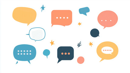 Various speech bubble illustrations, design materials, materials, flat illustrations