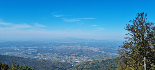 View from the viewpoint at the top of Sljeme towards the northwest - Gornja Bistra and Donja Bistra visible