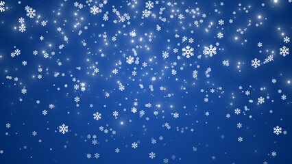 Falling Snowflake Particles in Winter Background