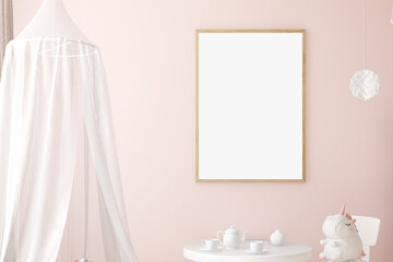 Boho baby room mockup frame, 3D render	
