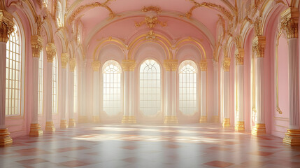 Obraz premium Pink and Gold Hallway 3D Render Background