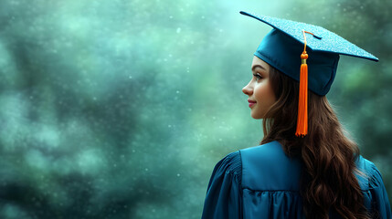 Graduate Woman in Cap and Gown Illustration