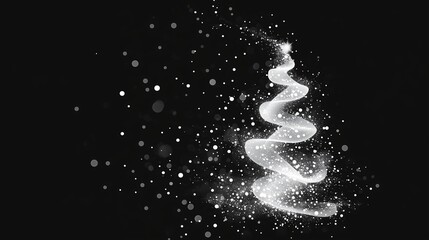 Obraz premium A white, sparkly Christmas tree design against a black background