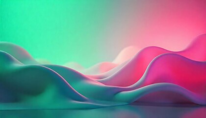 Fototapeta premium An ethereal background illustrating a fluid green gradient that gracefully merges into a deep rose, that create a soothing atmosphere