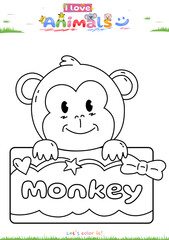 Lets color it Cute theme Monkey