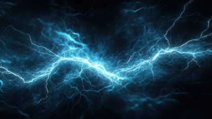 A dynamic display of electric blue lightning bolts against a dark background.