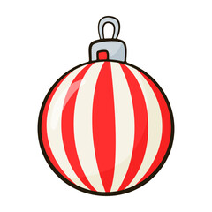 White and red bauble. Cartoon illustration