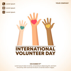 Fototapeta premium International Volunteer Day with raised hands with love