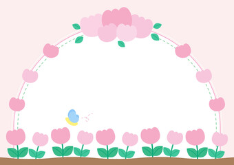pink tulip floral frame 2