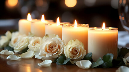 Candles and Roses Still Life Photo