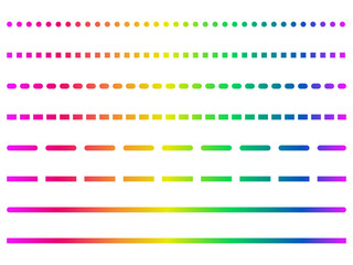 Set of colorful  text separators with rainbow lines isolated on a transparent background. Vector illustration