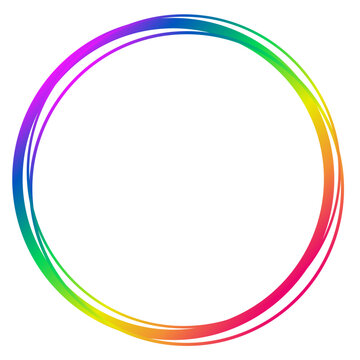 Colorful frame with a rainbow circle, isolated on a transparent background. Design element for Pride Month with a place for text or photo. Vector illustration