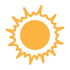 Sun shines with rays icon. Suitable for weather design. Hot temperature. Vector stock illustration.