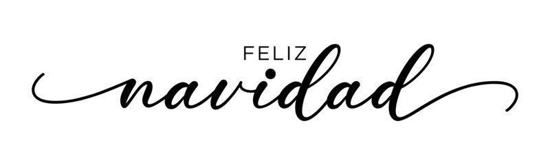 Feliz Navidad - Lettering in Spanish for Merry Christmas. Continuous Style Vector Calligraphy on White Background. Perfect for Modern Greeting Cards, Banners, and Posters