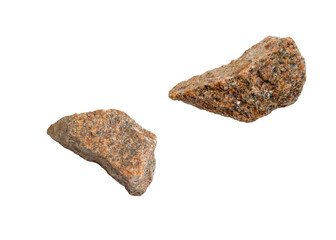 Two pieces of broken falling stones isolated on white, PNG