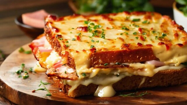 Delicious croque monsieur sandwich Bread dinner meal tasty meat	
