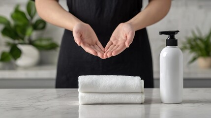 Sanitizing wipes and spray bottles on a clean countertop