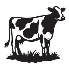 Farm Animal Graphic – Classic Cow Silhouette in Black and White