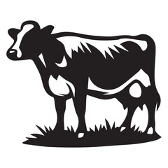 Farm Animal Graphic – Classic Cow Silhouette in Black and White
