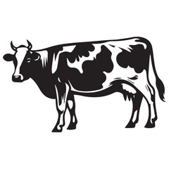 Farm Animal Graphic – Classic Cow Silhouette in Black and White