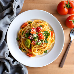 vegetarian pasta primavera, AI generated