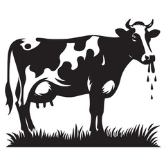 Black and White Cow Silhouette – Vector Illustration of Farm Animal