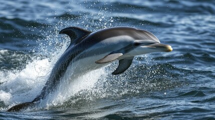 Fototapeta premium A Striped Dolphin Leaping Out of the Water