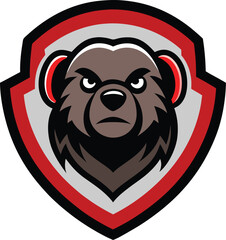 bear head mascot with headphone 