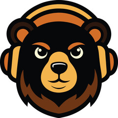 bear head mascot with headphone 