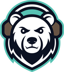 bear head mascot with headphone 